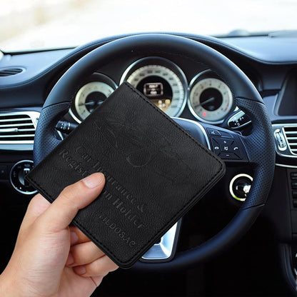 TILDOSAC Leather Car Registration and Insurance Card Holder, Car Document Holder for Cards License with Magnetic Shut (Black, large)