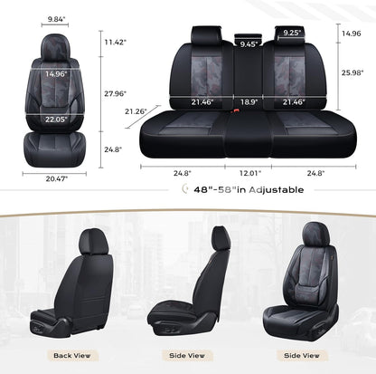 Coverado Seat Covers Full Set, Black Seat Covers for Cars 5 Seats, Car Seat Protector, Waterproof Nappa Leather Car Seat Cushion, Front and Rear Car Seat Cover Fit for Most Sedans SUV Pick-up Truck - Colors B