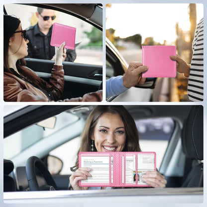 Car Registration and Insurance Card Holder，Vehicle Glove Box Car Organizer，Accessories Case for Storing Driving Licences, Cards, Documents