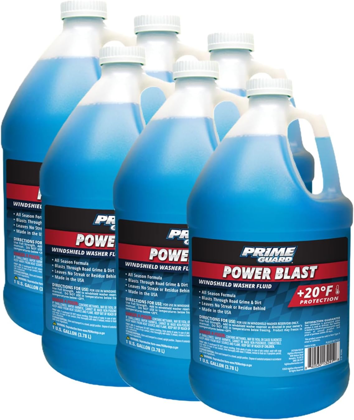 Prime Guard -35°F All Season Blast Windshield Washer Fluid | De-Icer Formula, Removes Ice, Bugs & Road Grime | Ready-to-Use & Safe for All Vehicles | 1 Gallon