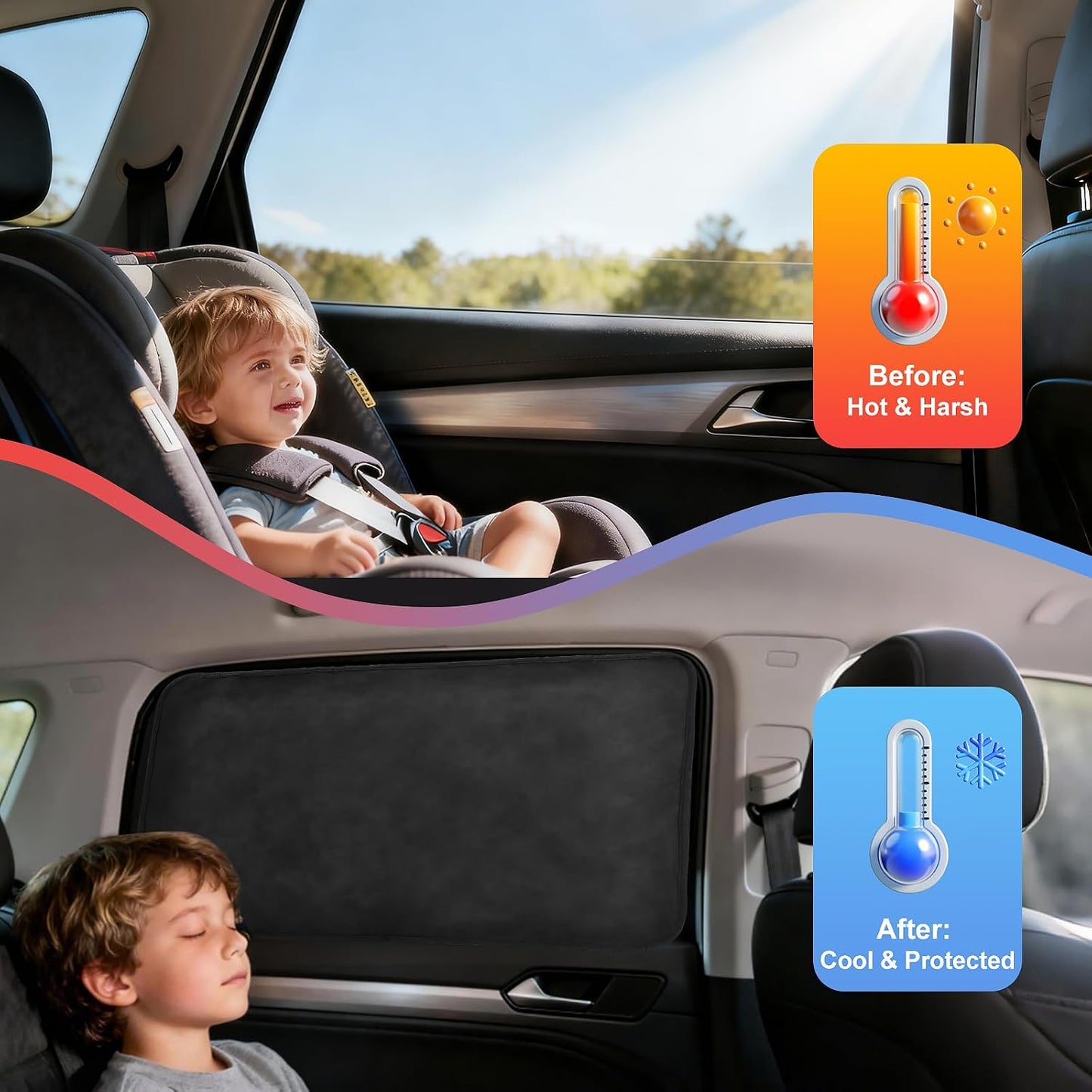 XCBYT Magnetic Car Side Window Shades 4 Pack, 100% Blackout Privacy | Blackout privacy for camping, naps & work. Keeps your car cool. Fits steel frames only, measure first. Handle magnets gently