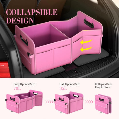 titiyiof Trunk Organizer For Suv & Sedan,Car Organizers and Storage, Waterproof Collapsible & Adjustable Straps,Sturdy Car Organization for Car Accessories, Tools,Food，Sundries,2-3 Compartment（Beige）