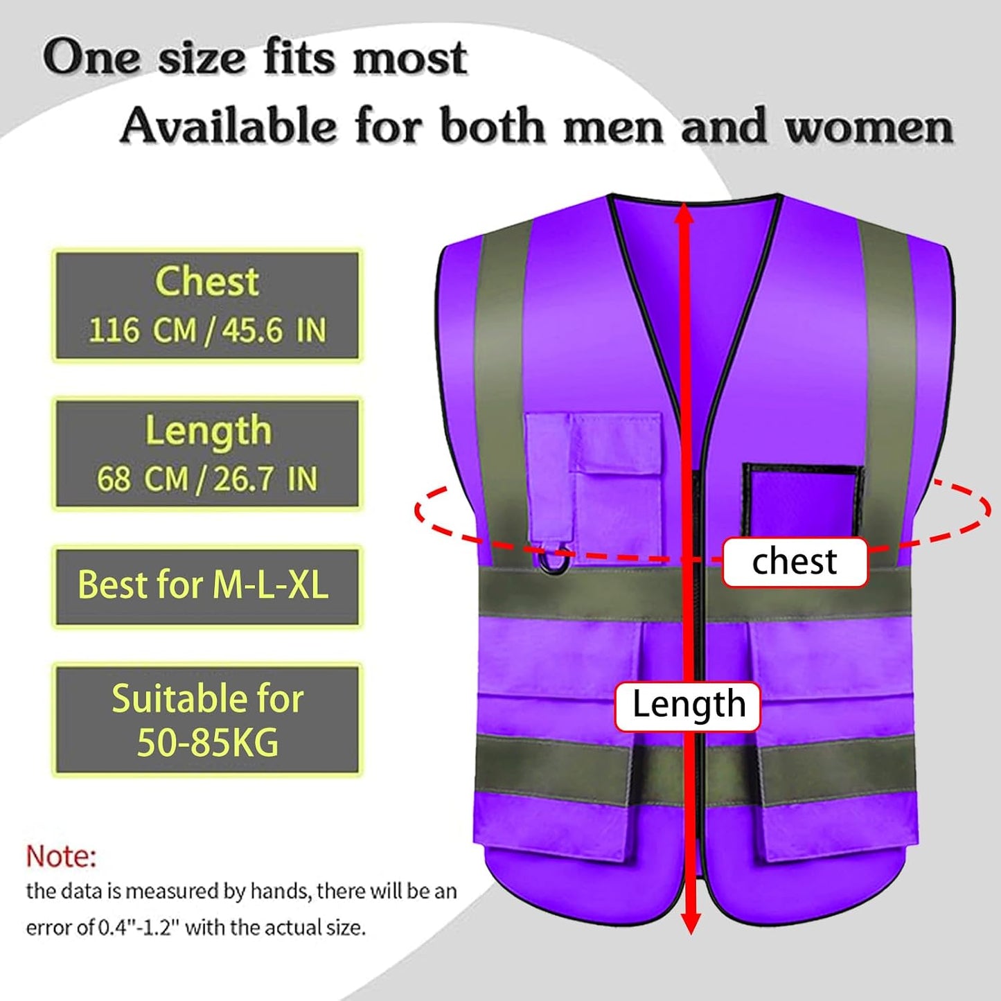 Safety Vests 20 Pack,Hi Vis Construction Vest with 5 Pockets and Zipper,Reflective Vest for Men Women Work One Size
