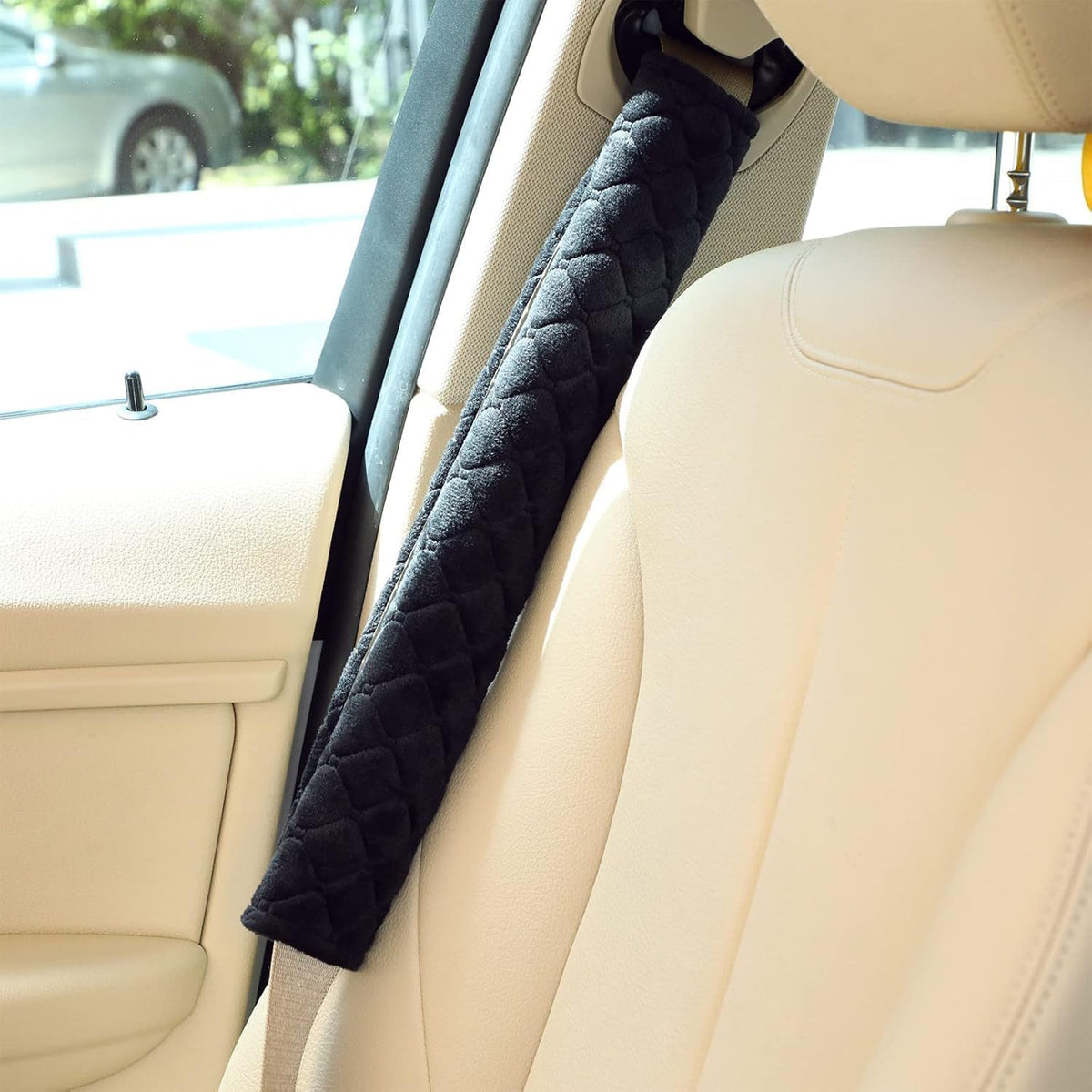Tatuo 4 Pack Seat Belt Cover Extra Long Seat Belt Pads for Car Soft Comfort Shoulder Strap Covers Harness Pads Helps Protect Your Neck and Shoulder(10.6 Inch,Black)