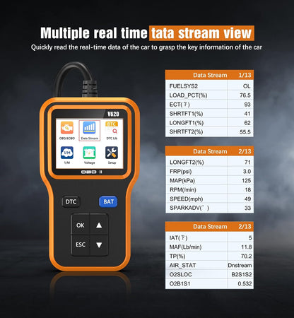 UMEIJA OBD2 Scanner with Upgrade Battery Tester - Diagnostic Tool for Cars That Check Engine Light & Emissions Readiness Read and Clears Vehicle Error Codes for All OBD II Protocol Vehicles Since 1996