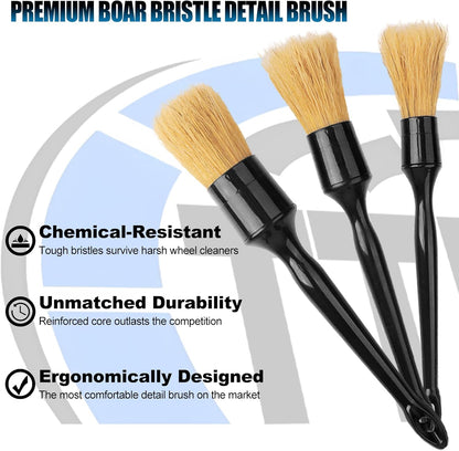 8Pcs Wheel Brush, Tire Brush, Wheel Cleaner Brush Set - 2 Soft Wheel Cleaning Brushes, Detailing Brush & Hard Tire Scrubber, Flexible and Durable Rim Cleaning Brush Kit for Wheels and Tires