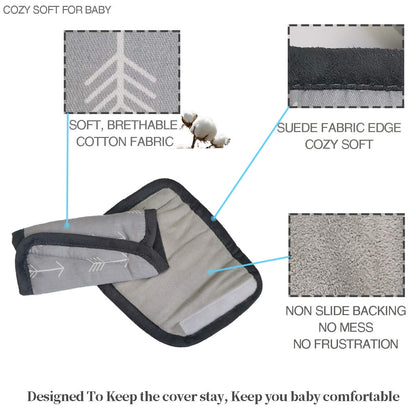 Car Seat Strap Covers for Baby Kids, Seat Belt Covers Strap Pads Cushion for boy Girl, Protect Neck and Shoulder rubbing, Anti-Slip Design, Universal for Stroller/Carrier/Pushchair Grey