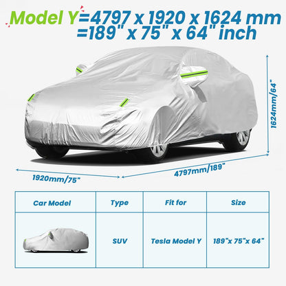 Car Cover, SUV Waterproof Car Covers for Automobiles All Weather Season UV Hail Protection Snowproof Full Car Cover, Outdoor Full Cover Universal Fit SUV Up to 190’’