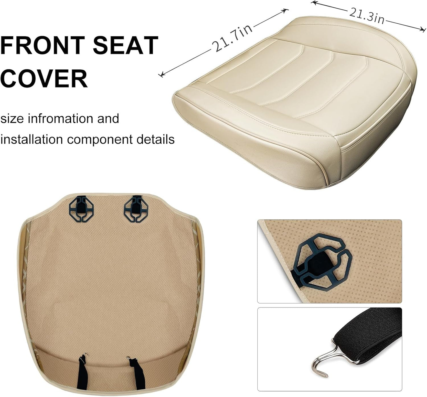 BOPUOVRE Car Seat Cover for Luxury & Comfort - PU Leather, Anti-Slip, Full Wrap Protection with Storage Pocket for Bottom Cushion - Universal Fit for 95% of Vehicles (Black,1 Piece)