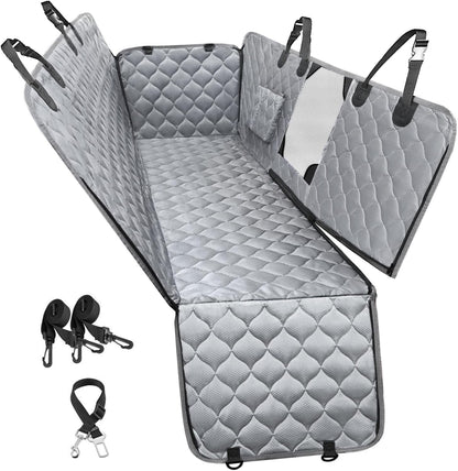 PETICON Dog Car Seat Cover with Mesh Window, 100% Waterproof Pet Seat Cover for Back Seat, Scratchproof Dog Hammock for Cars, Trucks, SUVs, Jeeps, Black
