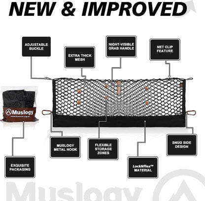 Muslogy Truck Bed Cargo Net Trunk Netting Compatible with 2023-2025 2026 Honda CR-V Accessories, Pickup Cargo Organizer SUV Sedan Storage Net w/Heavy Duty Carabiners - Colors B