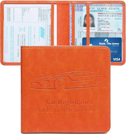 Registration and Insurance Card Holder, Vehicle Glove Box Car Organizer with Magnetic Closure, Interior Car Accessories for Documents, Cards, License Storage, 1-Pack Red