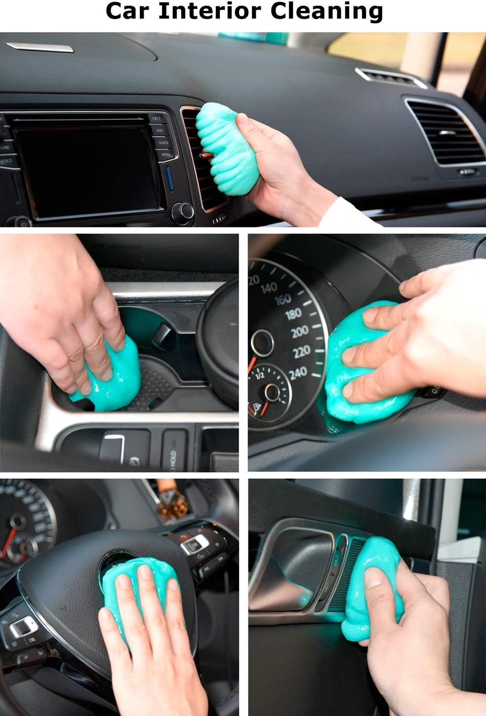 ASFSKY Car Cleaning Gel for Car Detailing Car Cleaning Gel Putty Reusable Keyboard Cleaner Gel Car Putty for Cleaning Dust Universal Cleaning Gel 5 Pack(Green)