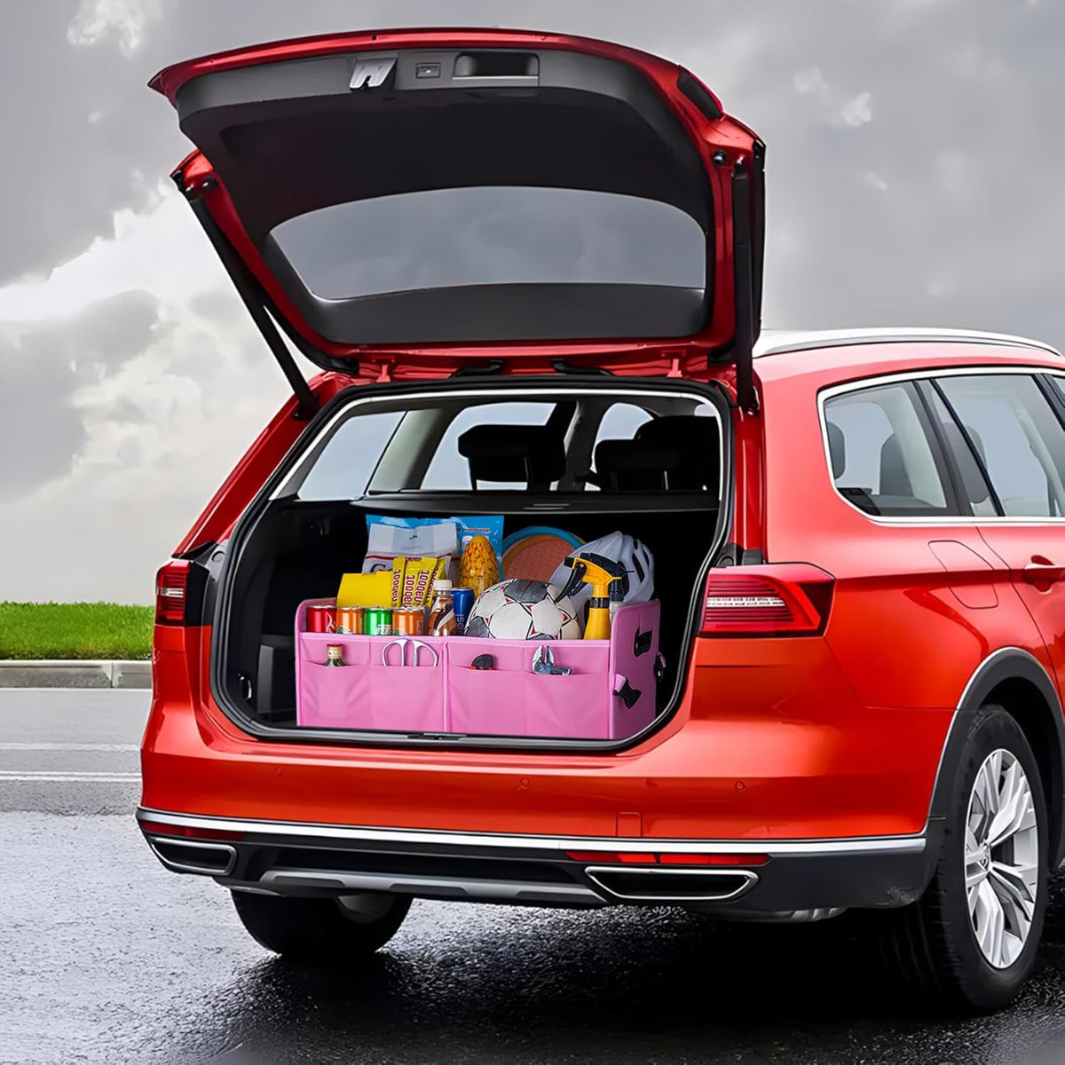 titiyiof Trunk Organizer For Suv & Sedan,Car Organizers and Storage, Waterproof Collapsible & Adjustable Straps,Sturdy Car Organization for Car Accessories, Tools,Food，Sundries,2-3 Compartment（Beige）