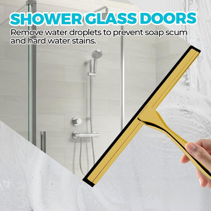 ALFLOD 2PACK Shower Squeegee for Glass Doors, Squeegee for Shower Glass，All-Purpose Tile Walls, Bathroom, Window, Glass and Car Windshield, Mirrors and Kitchen-Stainless Steel, 10 Inches, Silver