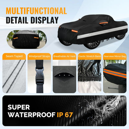 30 Layers Car Cover for Automobiles All Weather Waterproof, Outdoor Snowproof UV Protection Windproof, Door Zipper, Soft Cotton, Heavy Duty Universal Car Covers, (Silver, Fit Sedans 171"-180")