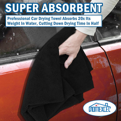 HOMEXCEL Professional Large Microfiber Car Drying Towels 2 Pack, Lint Free, Scratch Free, Highly Absorbent Drying Towel for Cars, SUVs, RVs, Trucks, and Boats,31" x 24",Grey