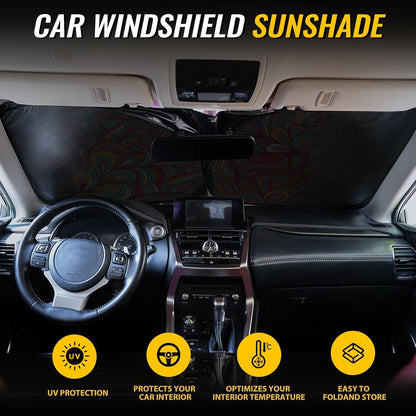 Car Windshield Sun Shade - Reflector Sunshade Offers Ultimate Protection for Car Interior, Cool Reflective Sun Blocker Fits Small Sedans, Mini SUVs