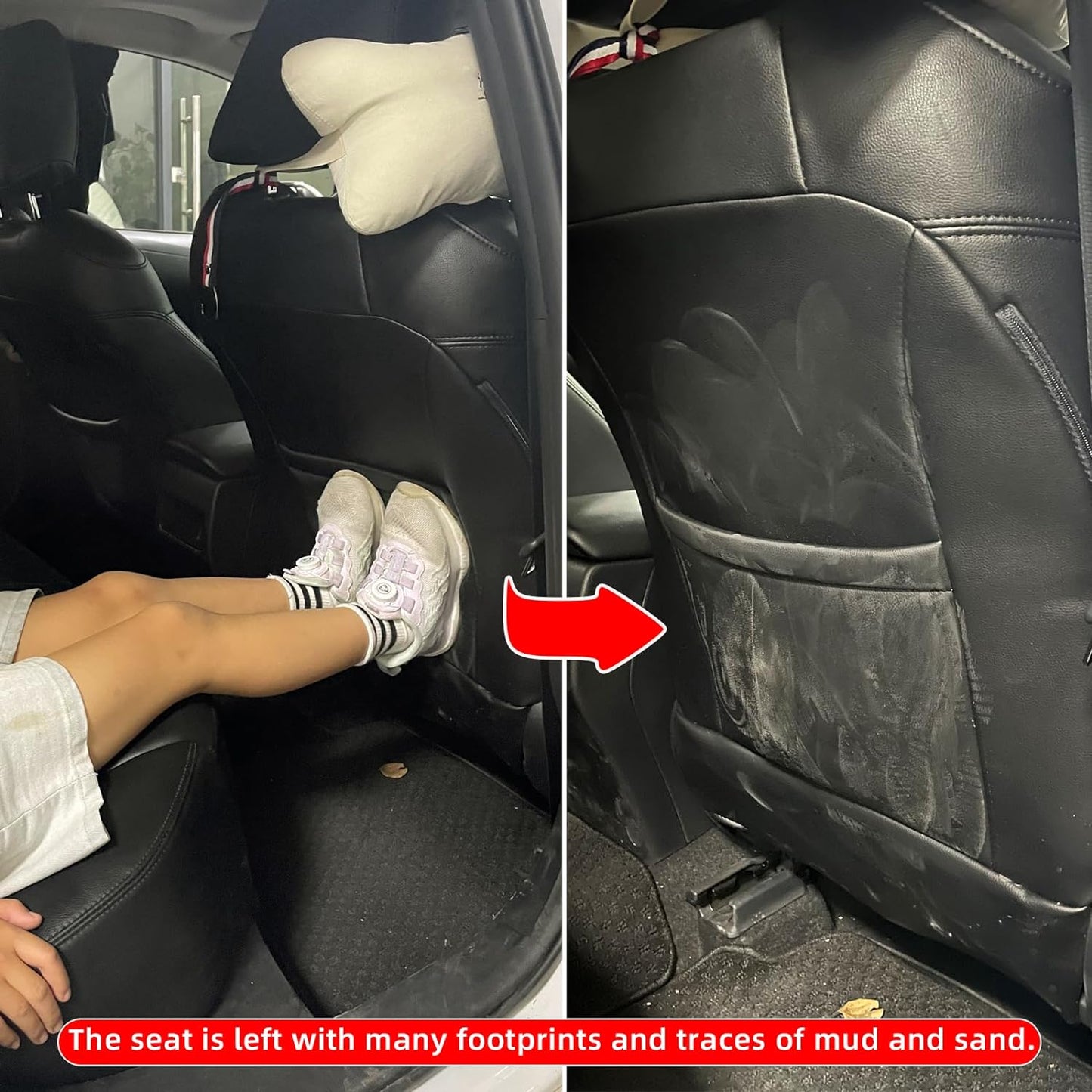 TAIKOO Seat Back Protector + Large Capacity Pocket Storage Organizer,Preventing the Impact of Children Stepping on the Seat Backrest (Black)