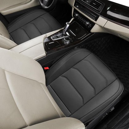 BOPUOVRE Car Seat Cover for Luxury & Comfort - PU Leather, Anti-Slip, Full Wrap Protection with Storage Pocket for Bottom Cushion - Universal Fit for 95% of Vehicles (Black,1 Piece)