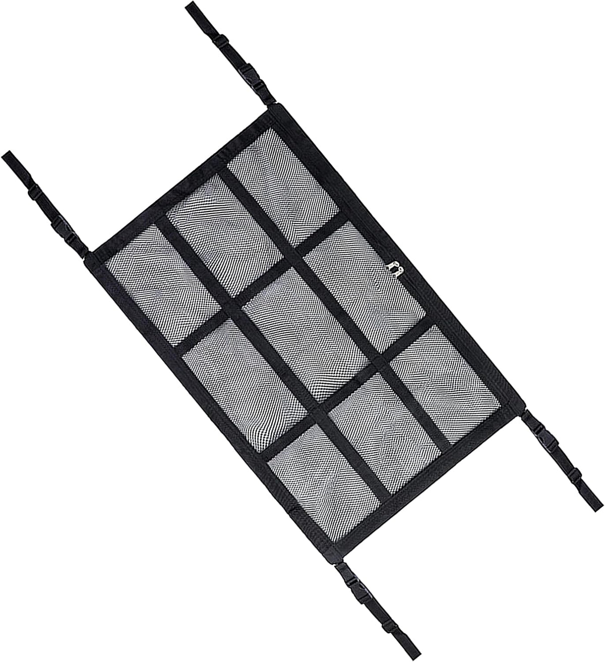 Car Ceiling Cargo Net Pocket, 35.43"×25.59" Double-Layer Roof Storage Net with Adjustable Buckles, Car Camping Essentials Mesh Organizer, Universal Long Road Trip Auto Accessories