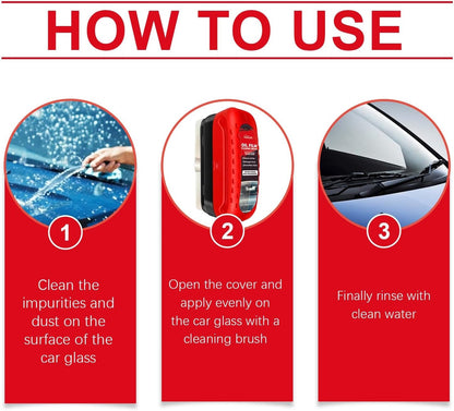 2pack Automotive Oil Film Cleaning Brush New Glass Coating for Windshield Glass Oil Film Remover, Strong Front Windshield Remover for Windshield Improves Clarity and Visibility