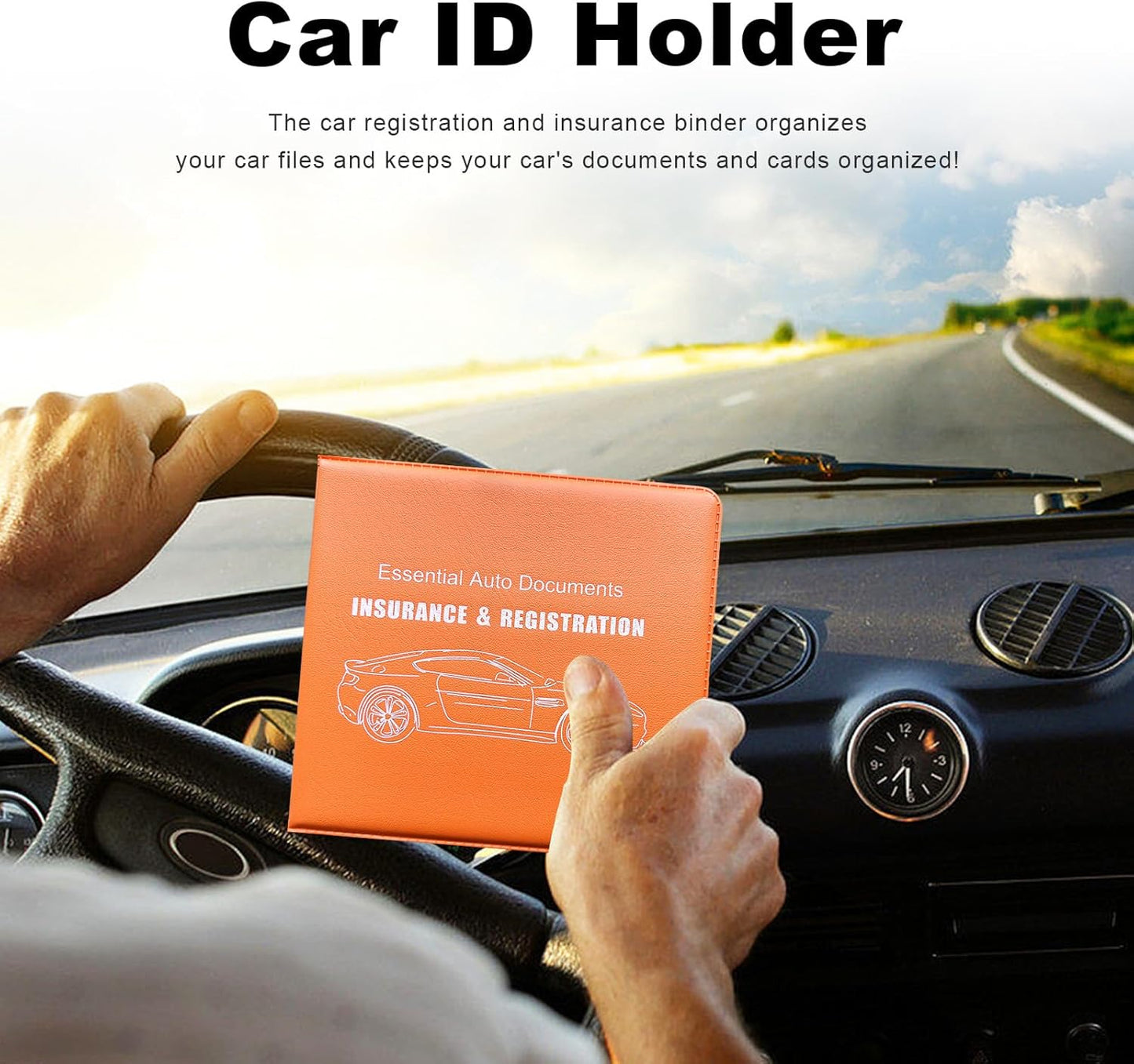 Yourkar 4PCS Car Registration Insurance Holder, Vehicle Glove Box Car Organizer with Magic Tape Closure, Driver License Keeper for Cars, Car Accessories (Big Car, Blue