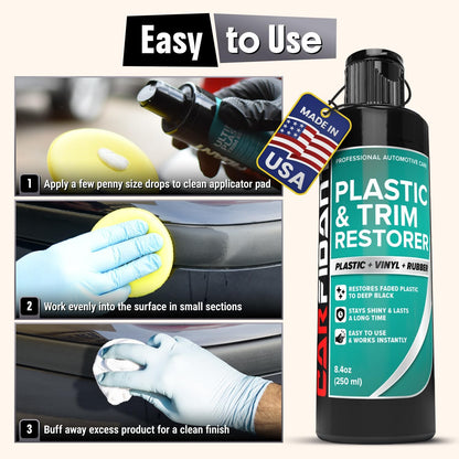 Carfidant Ultimate Trim & Plastic Restorer for Cars - Black Plastic Restorer - Restores Faded and Dull Plastic, Rubber, Vinyl - 8.4 fl oz