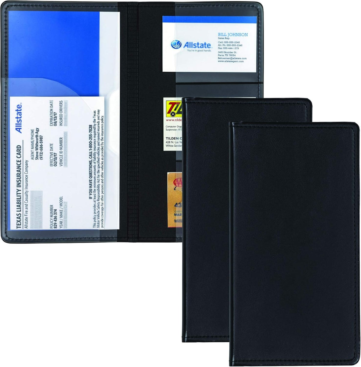 Samsill 2 Pack Car Registration and Insurance Holder, 5.25" x 4.75" Black Glove Box Organizer, Perfect for Multiple Vehicles
