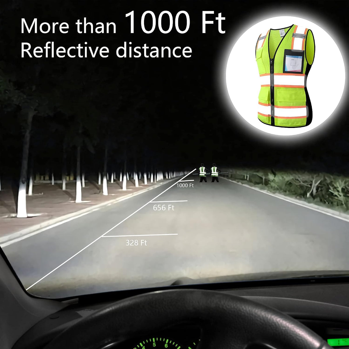 Reflective High Visibility Safety Vest for Men Women with Pockets Zipper Front Meets ANSI/ISEA Standards