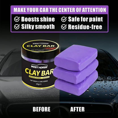 Clay Bar 3 Pack 300g(3x100g) Car Detailing Magic Clay Bars, Auto Clean Wash Bars, Deeply Cleanse The Paint Surface (Medium)