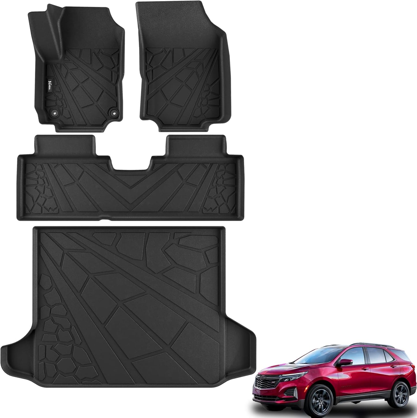KARPAL Floor Mats for 2007-2013 Chevy Silverado & GMC Sierra 1500 Crew Cab / 2007-2014 2500/3500 HD(Footwell Coverage), All-Weather TPE Custom Fit Floor Liners Car Accessories