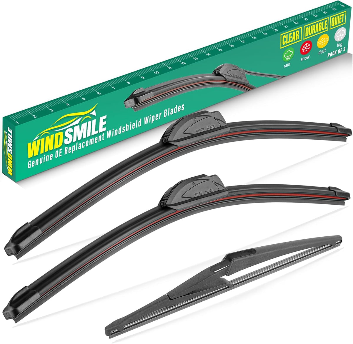 26" 16" 11" Windshield Wiper Blades Replacement for Chevrolet Chevy Trax 2024 2025 2026 Premium All Weather Front Rear Wipers Set - OEM Quality (Pack of 3) - Colors E
