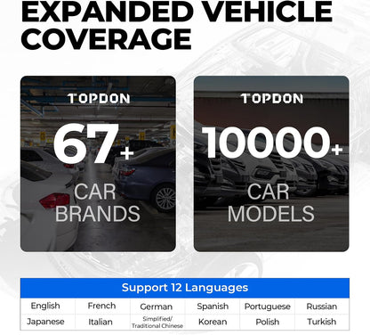TOPDON AD500 OBD2 Scanner, Oil SAS Throttle TPMS BMS EPB Reset, Engine ABS SRS Transmission, Diagnostic Scan Tool, AutoVIN, Car Check Engine Code Reader with Battery Test, Lifetime Wi-Fi Free Update