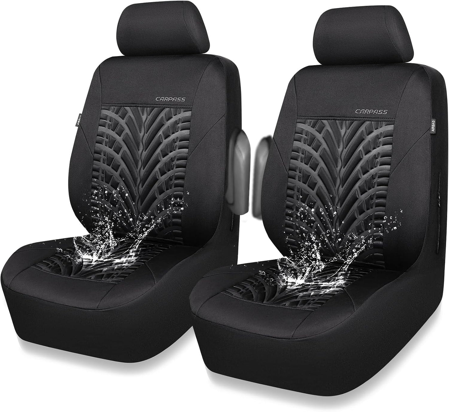 CAR PASS Car Seat Covers Full Sets, Front & Split Rear Bench for Car, 3D Tyre Embossed Automotive Interior Covers, Airbag Compatible, Quick Setup Universal Fit Seat Covers for Car, SUV(Charcoal)