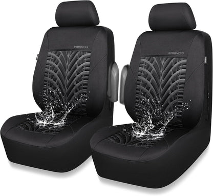 CAR PASS Car Seat Covers Full Sets, Front & Split Rear Bench for Car, 3D Tyre Embossed Automotive Interior Covers, Airbag Compatible, Quick Setup Universal Fit Seat Covers for Car, SUV(Charcoal)