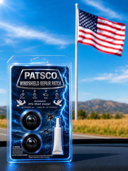 Patsco Windshield Repair Kit Resin Patch System (2 Pack), No Tools or Injector Needed, Fix Rock Chips & Small Cracks Fast, Easy Alternative to DIY Repair Kits, Made in USA