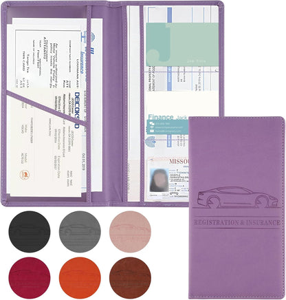 JUSTTOP 1Pack Car Registration and Insurance Holder,Car Document Holder for Cards License with Magnetic Shut,Vehicle Glove Box Car Organizer for Documents, Cards, License(Black)