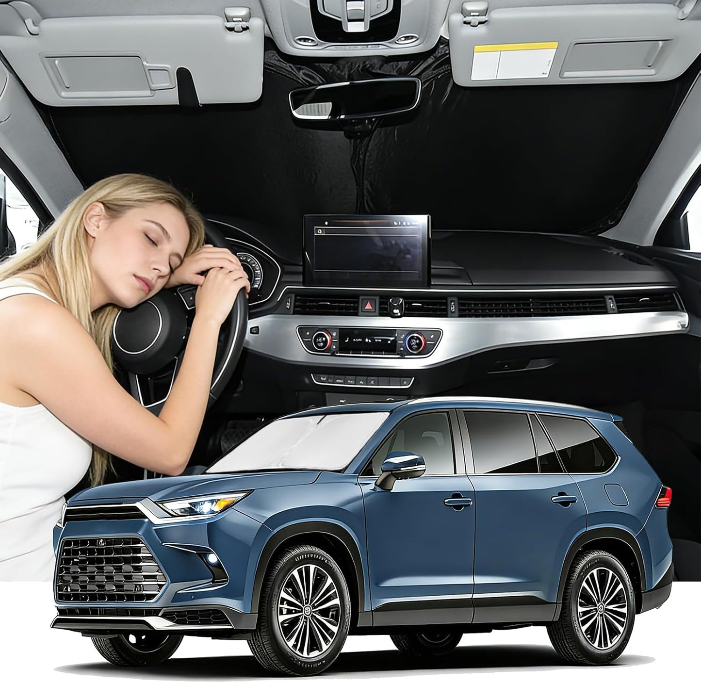 for Toyota Tacoma 2016-2023 2024 2025 2026 Sun Shade Sunshade Windshield Cover - 4 Layers Front Window Shade Custom Fit Tacoma 2Dr 4Dr Pickup Sun Visor 240T Shade Blocks UV Rays Car Accessories - Colors E