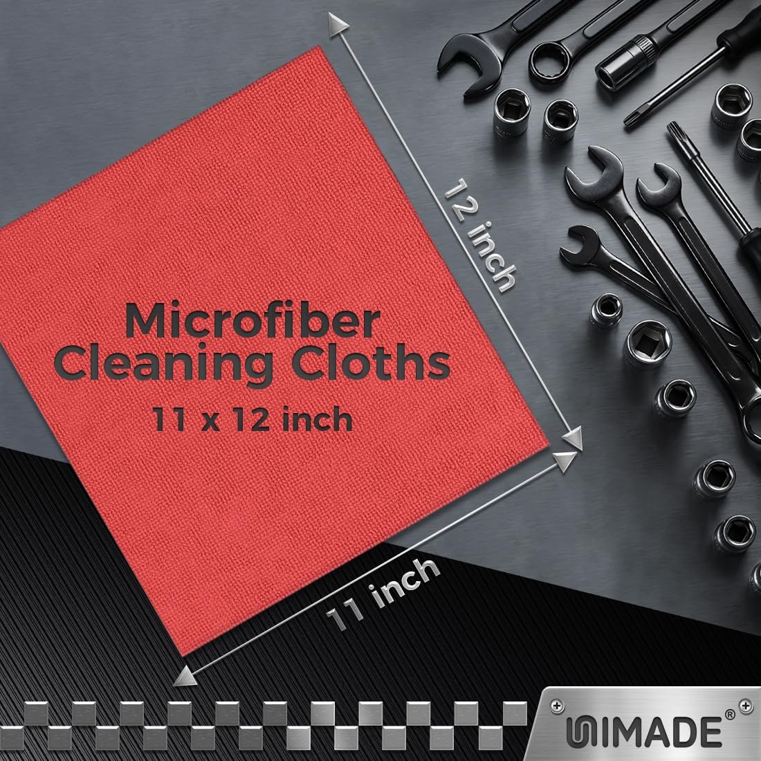 UNIMADE Microfiber Cleaning Cloth, 100 Pack Microfiber Towels for Cars Commercial Grade Work Rags Bulk Detailing Cloth for Automotive Bar Mechanic Restaurant Garage Housekeeping, 11.5"x 11.5", Grey