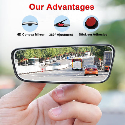 Upgrade HD Glass Wide Angle Blind Spot Mirror, Frameless 360 Adjustable Convex Rear View Mirror for Cars, Trucks and SUV - Big Fan Shaped 2pcs