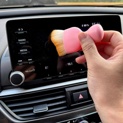Car Detailing Brush, Soft Bristle Cleaning Brush, Scratch-Free Auto Duster Tool for Dashboard, Air Vents, Leather & Interior Cleaning (Black&Brown)