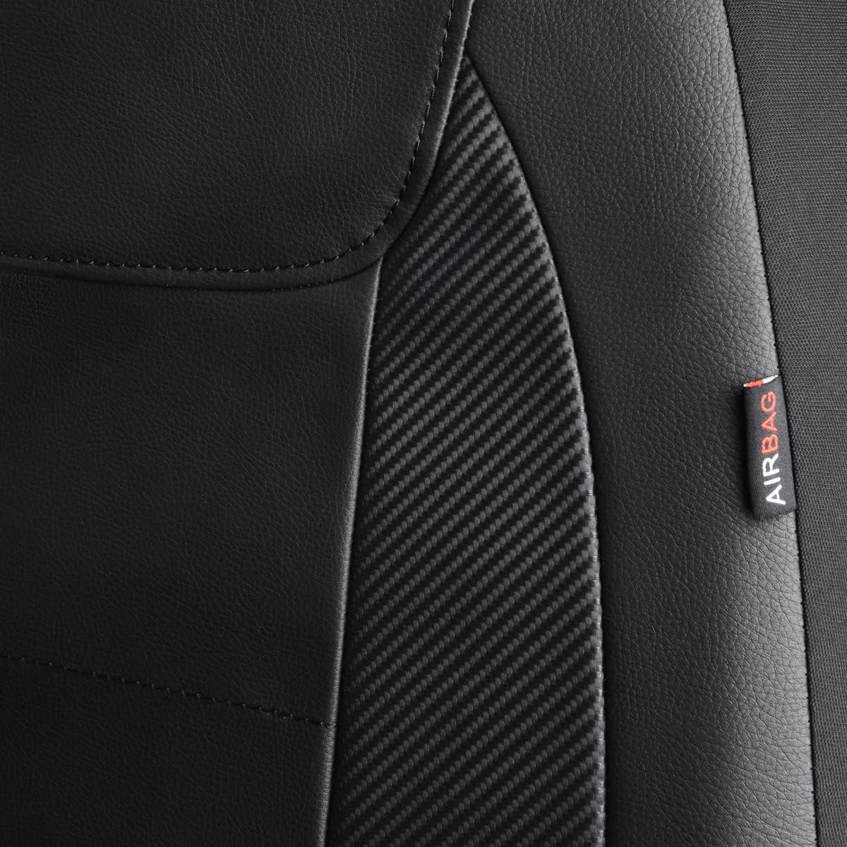 Flying Banner Carbon Fiber Leather Vehicle Seat Covers, Leopard Gray Black, Universal Fit - 8PCS