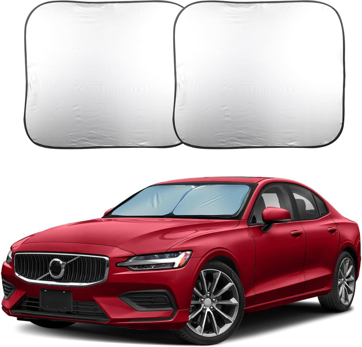 EcoNour 2 Piece Foldable Car Windshield Sun Shade – UV & Heat Protection, Interior Cooling, Durable Upgraded Design, Easy Fold, Front Window Sunshade - Medium (31" L x 28" W)