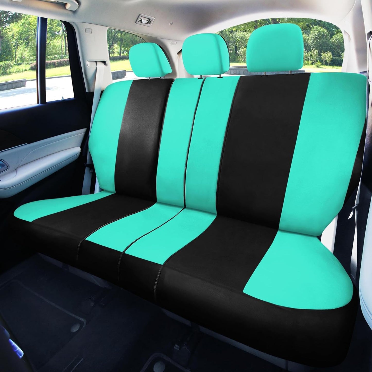 FH Group Full Set Cloth Car Seat Covers, Universal Fit Front and Split Bench Rear, Airbag Compatible, Washable for SUV, Sedan, Van - Black