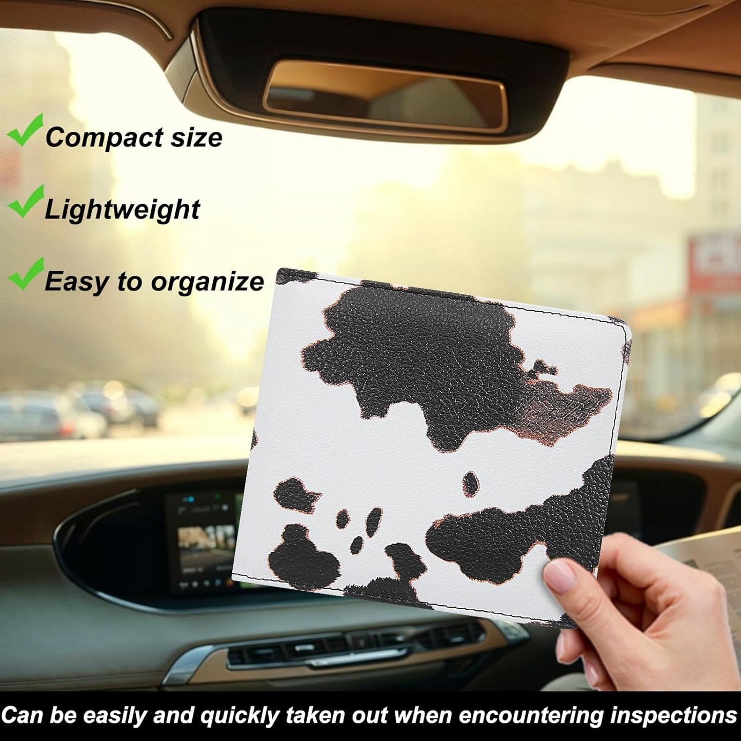 Car Registration and Insurance Holder, Premium Pu Leather Vehicle Glove Box Organizer - for Driver License, Cards & Essential Documents (L-Orange)