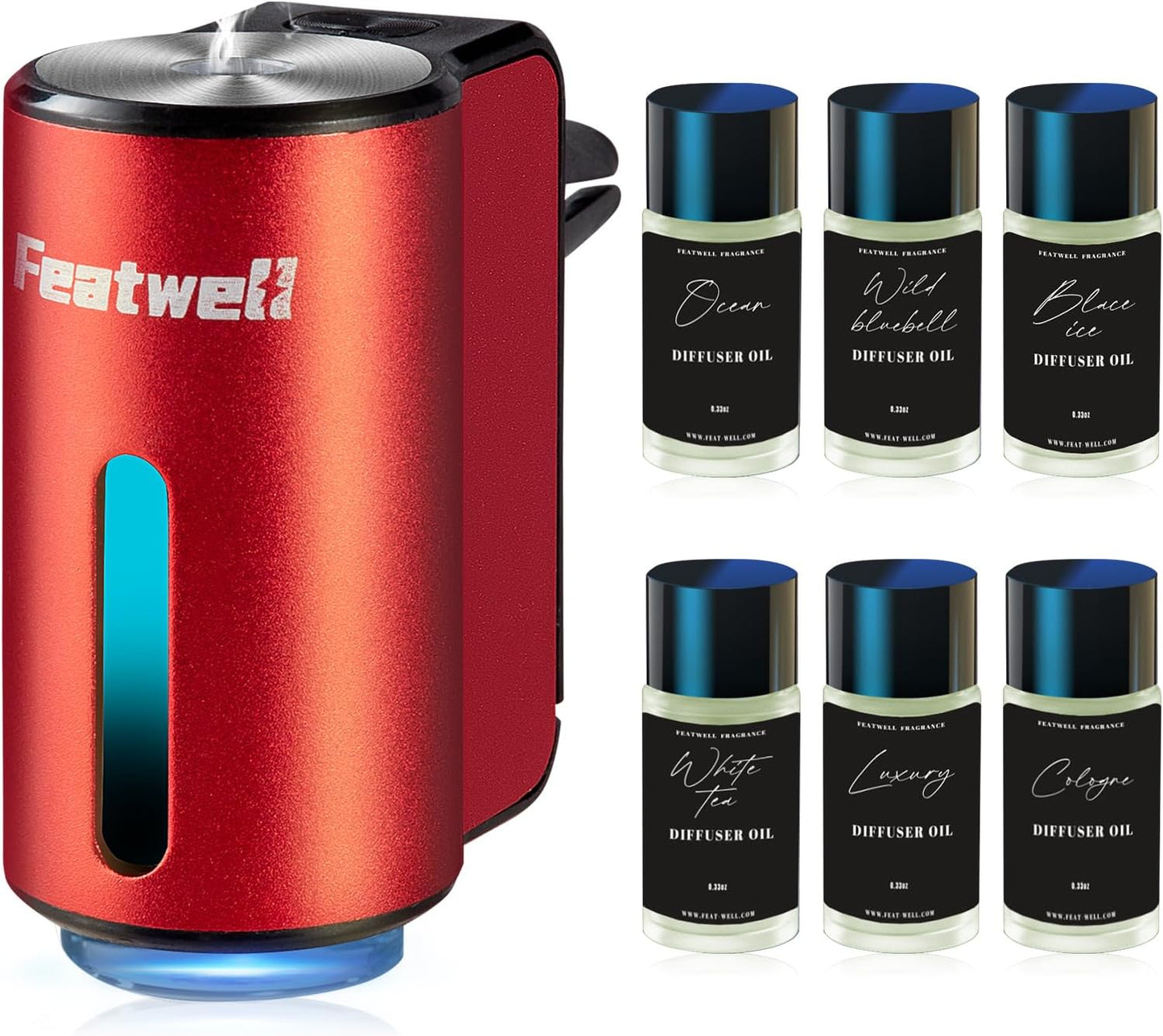 Featwell Car Air Freshener, Three Adjustable Modes Intelligent Car Aroma Diffuser, Rechargeable Car Aroma Diffuser, Black