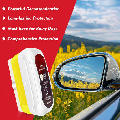 Automotive Oil Film Cleaning Brush with Reusable Foam Sprayer, Upgraded Antifog Glass Cleaning Board, Glass Oil Film Remover for Car Windows & Windshields, Versatile Car Glass Cleaner Brush (Red)