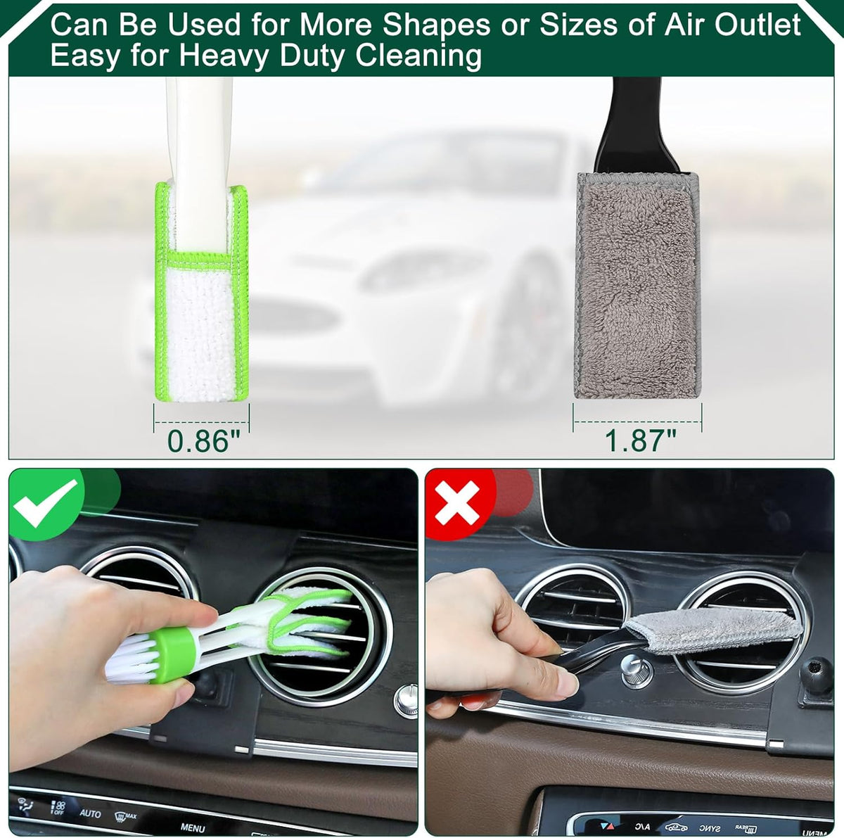 Fitosy Car Interior Duster Detail Brushes, Soft Bristles Brush Car Accessories for Cleaning Dashboard Air Vent Crevice, Detailing Dusting Tool Kit for Auto Truck SUV RV