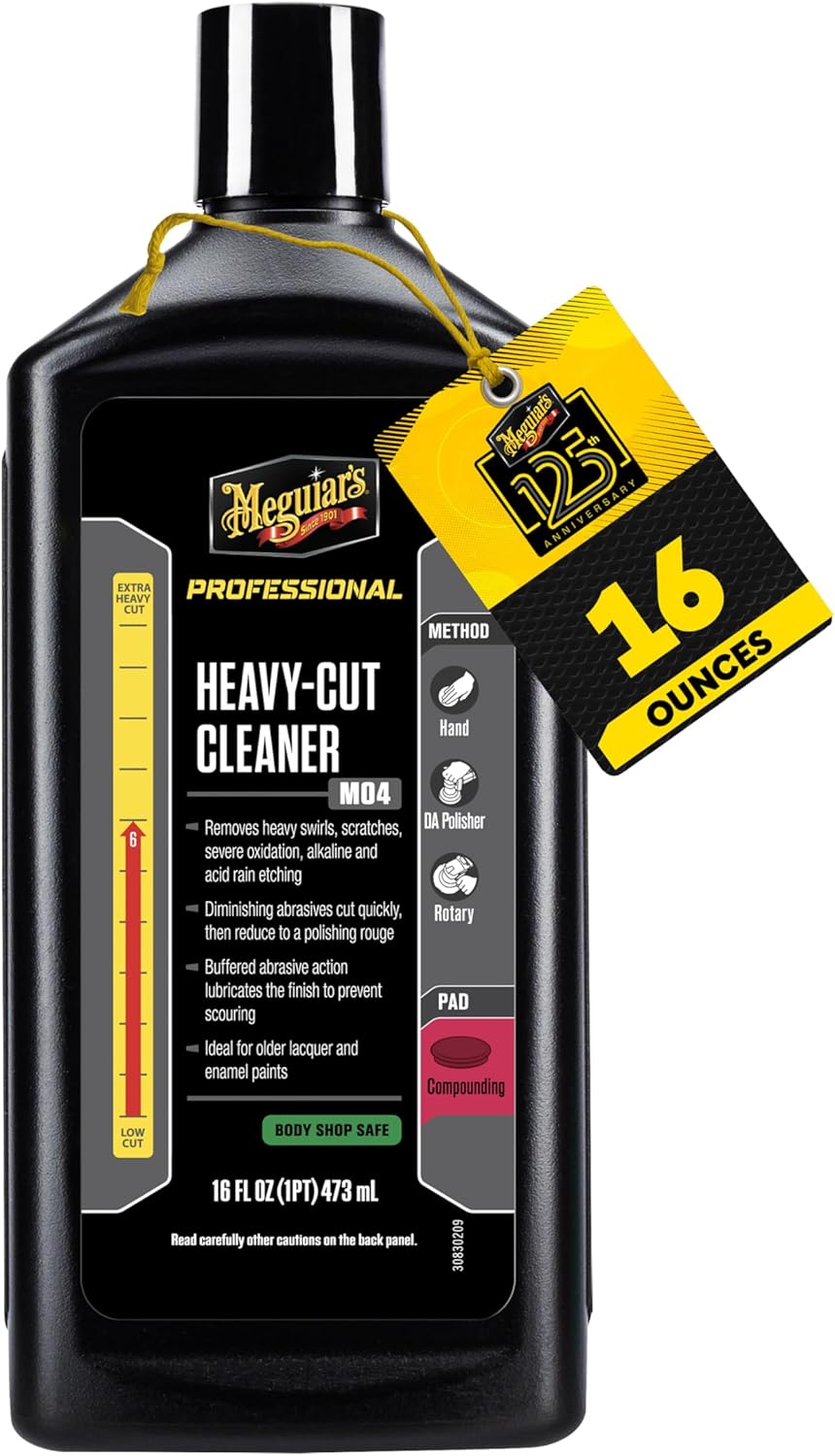 Meguiar’s Professional Swirl Remover 2.0, Polishing Compound, Car Scratch and Swirl Remover that Restores Shine and Gloss, Use On Exterior Paint and Clear Coat By Hand Or Machine - 16 Oz Bottle